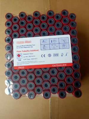 Approuvé par la CE, haut rouge, sans additif, tube simple, échantillon de sang sous vide, selon le vacuotiseur