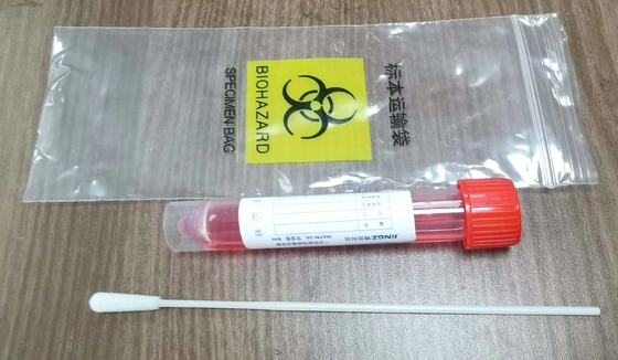 Tube rouge de transport d'écouvillon de spécimen du chapeau 10ml avec la solution 3ml