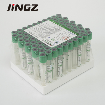 Tube à essai vert de vide de tube de collection de prise de sang d'héparine de lithium 2-10ml
