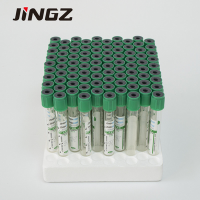 Tube à essai vert de vide de tube de collection de prise de sang d'héparine de lithium 2-10ml