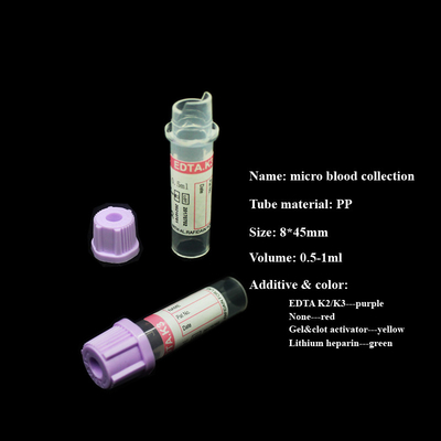 EDTA de stérilisation par radiation contenant les tubes pédiatriques de laboratoire des tubes 0.1ml