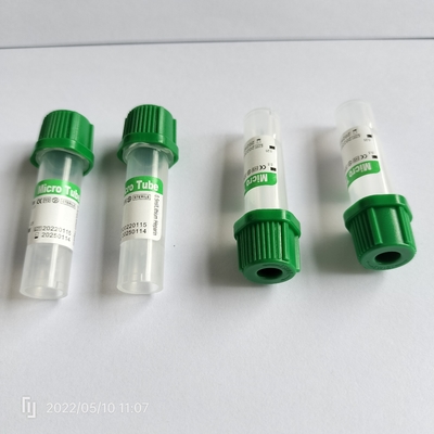 Tube micro 0.25ml-1ml de collection de sang de périphérique vert de chapeau pour pédiatrique