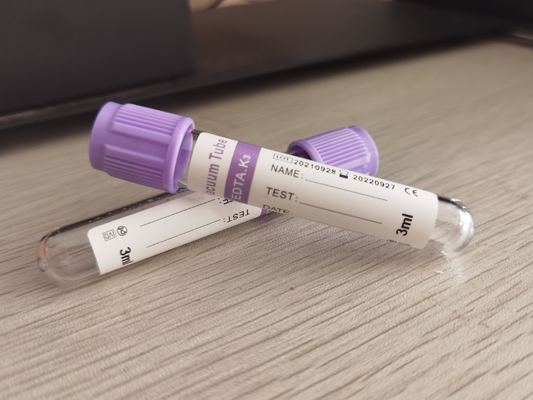 Label pourpre pulvérisé d'OEM de bouteille d'analyse de sang en verre de K3edta Vacuum 2ml