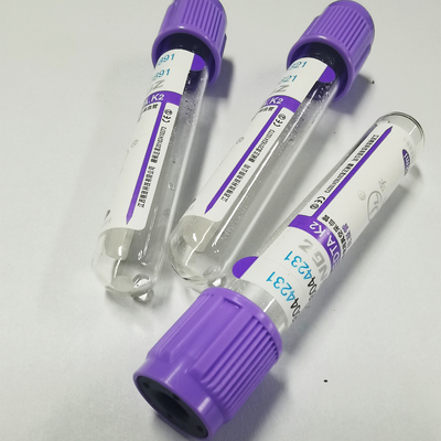 Tube de prélèvement sanguin EDTA sous vide à bouchon violet K3 EDTA 3.2mg/ml Tube à essai en plastique