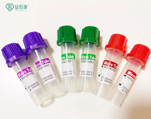 Tubes médicales non sous vide pour la collecte de sang 0.25 ml 0.5 ml 1 ml EDTA K2K3 / tubes à gel