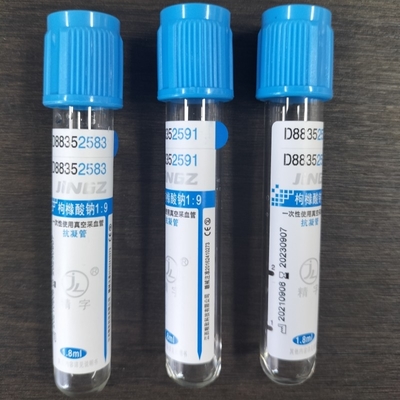 Tubes de prélèvement sanguin de type vide de citrate de sodium 9NC en 100/boîte
