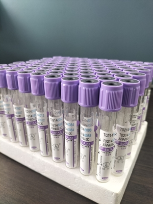 Tuyaux en verre K2 EDTA pour 1ml-10ml Capacité avec étiquette de tube violet Couleur dans le matériau en verre
