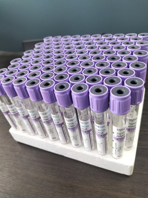 Tuyaux en verre K2 EDTA pour 1ml-10ml Capacité avec étiquette de tube violet Couleur dans le matériau en verre