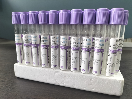 Tuyaux en verre K2 EDTA pour 1ml-10ml Capacité avec étiquette de tube violet Couleur dans le matériau en verre