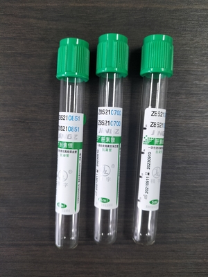 Tubes à héparine de sodium à capuche verte de 2 ml à 10 ml pour tubes à essai de prélèvement de sang médical