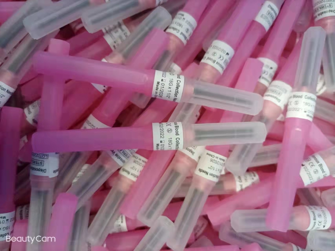 stérilisation multi de gaz d'ordre technique d'échantillon de Pen Type Blood Collection Needle du rose 18G