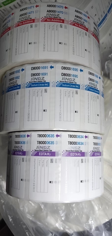 Emballage en rouleaux Étiquette médicale selon la couleur du tube pour une identification simplifiée