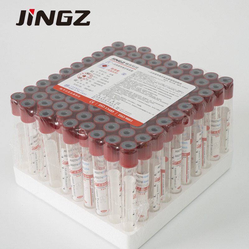 Approuvé par la CE, haut rouge, sans additif, tube simple, échantillon de sang sous vide, selon le vacuotiseur