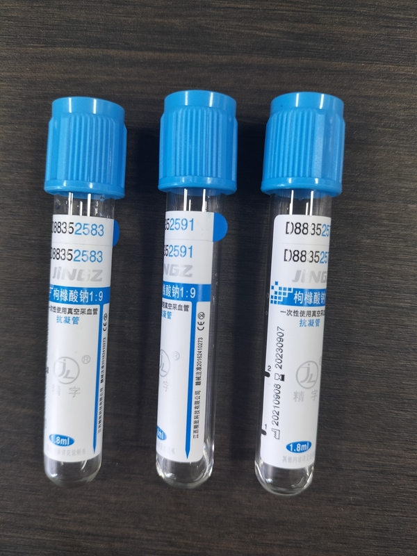 Test de laboratoire Citrate de sodium Prélèvement sanguin sous vide PT tube avec plafond bleu